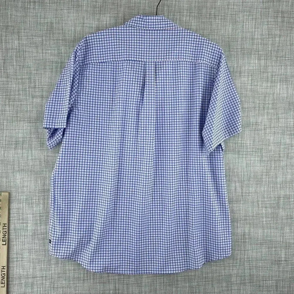 Chaps Traveler Shirt Short Sleeve Button Down Mens XL Blue Pink 4310 - Picture 6 of 8